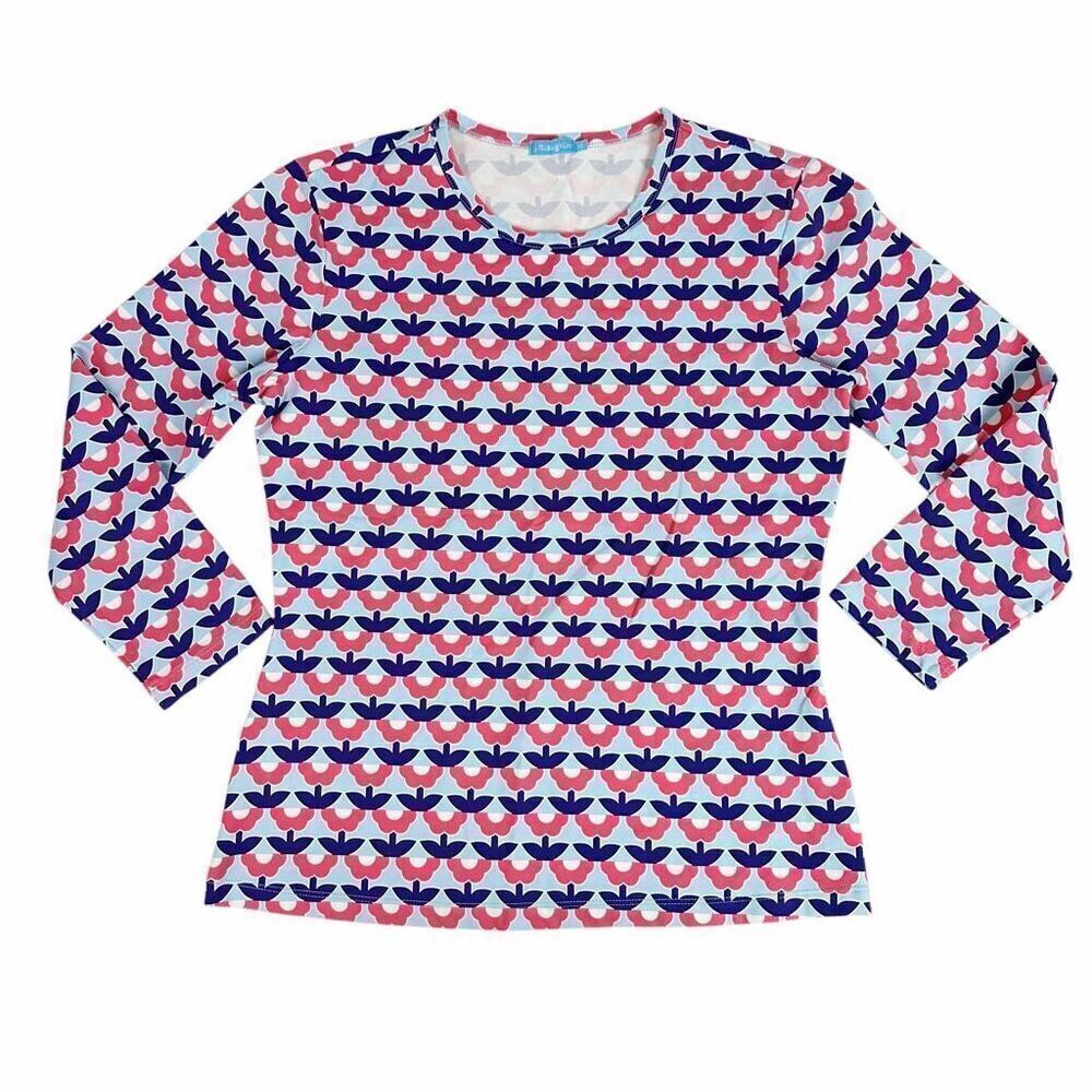 J. Mclaughlin Women’s Blue Floral Catalina Cloth 3/4 Sleeve Blouse Top XS